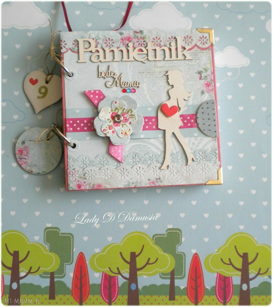 Pamiętnik ciążowy „Będę mamą” - ręcznie robiony notes scrapbooking