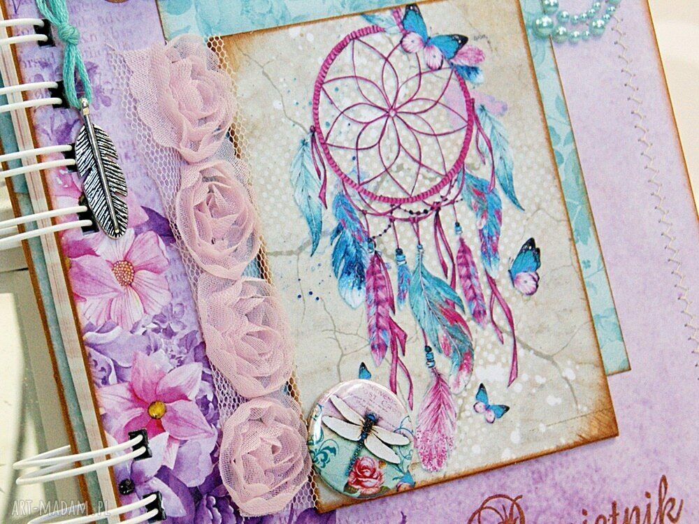 Pamiętnik Dream catcher A5 - ręcznie robiony notes z łapaczem snów