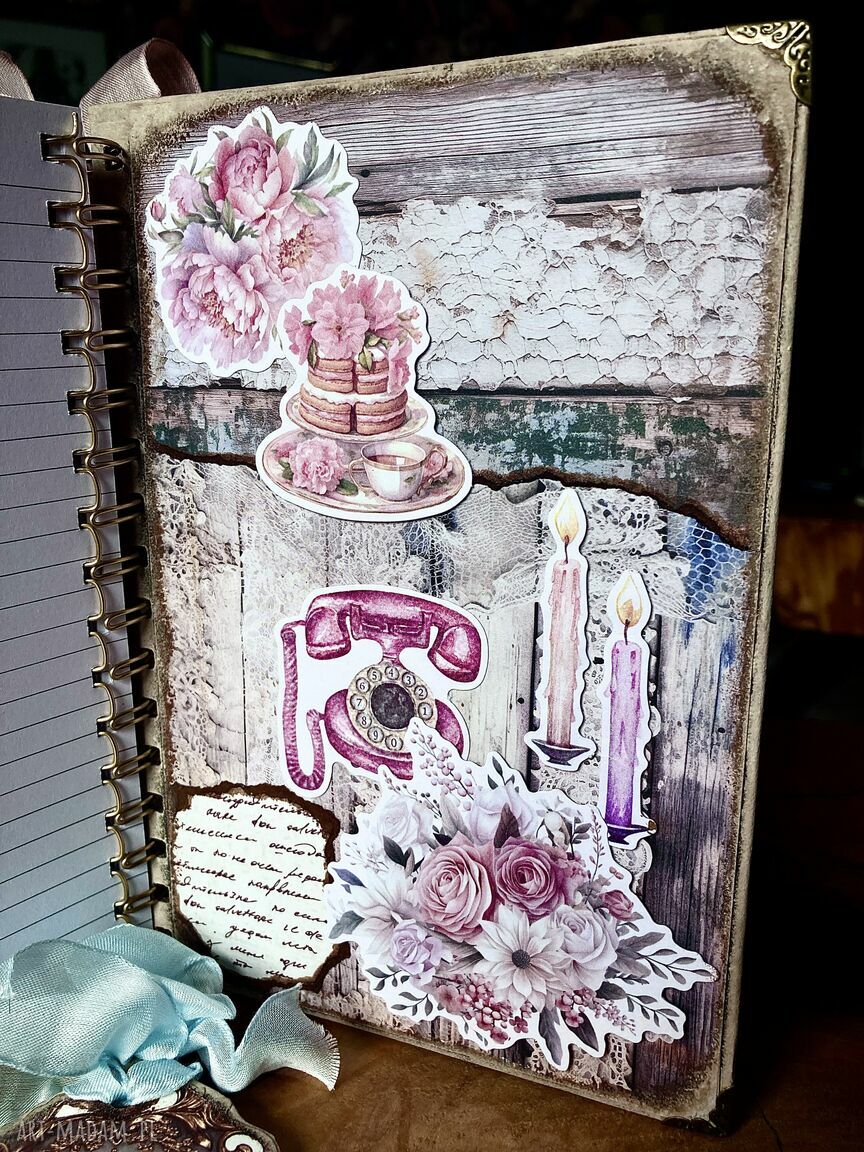 Ślubny pamiętnik i planer w stylu vintage - ręcznie robiony notes scrapbooking