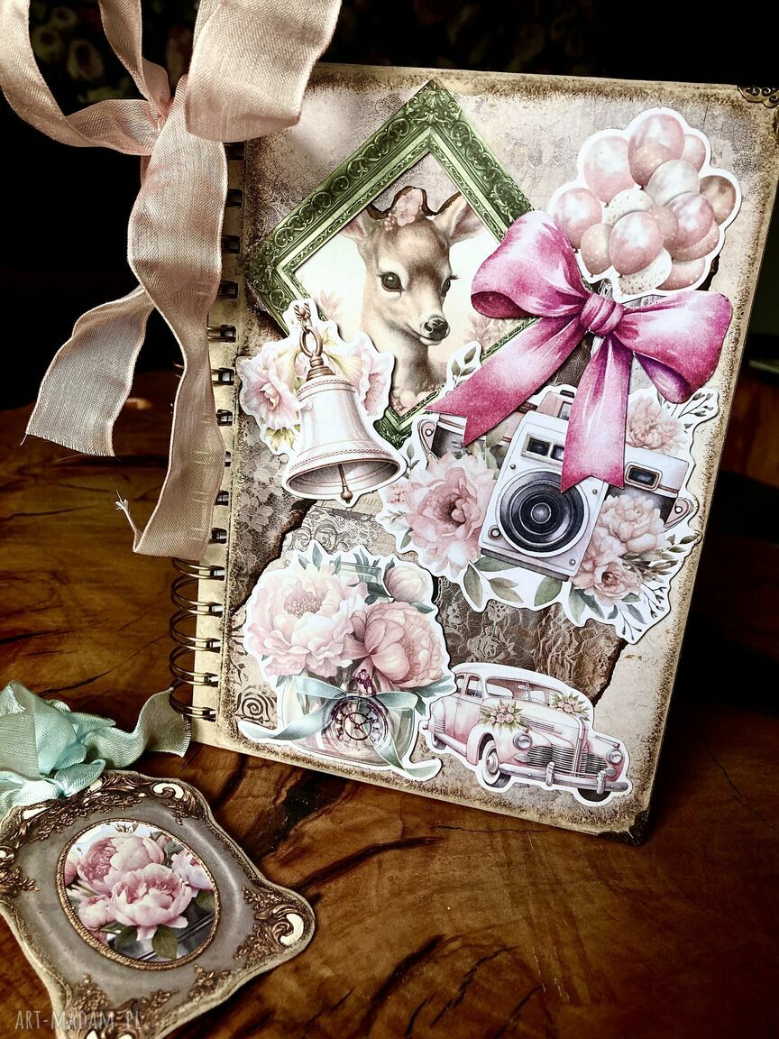 Ślubny pamiętnik i planer w stylu vintage - ręcznie robiony notes scrapbooking