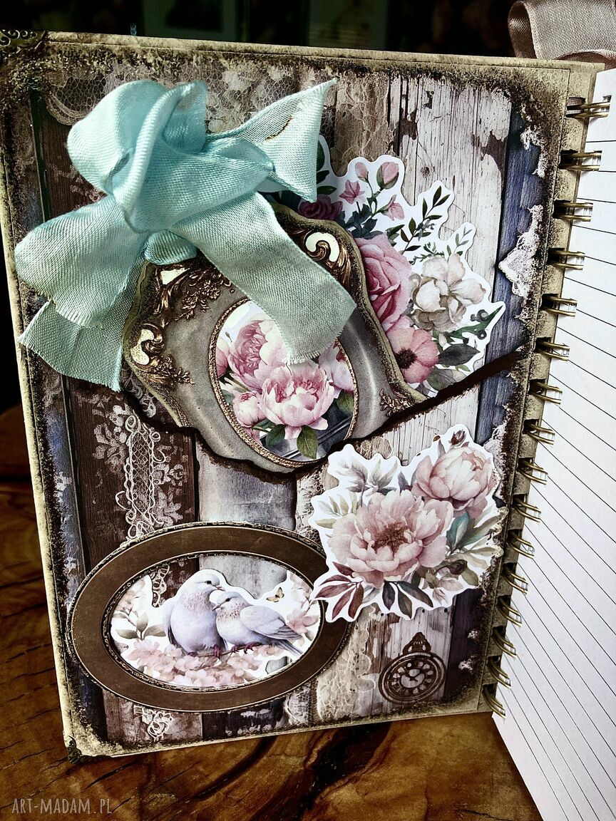 Ślubny pamiętnik i planer w stylu vintage - ręcznie robiony notes scrapbooking