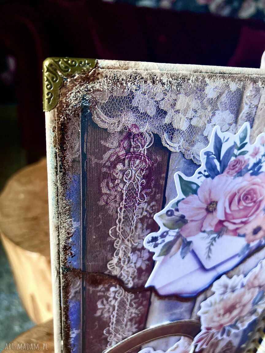 Ślubny pamiętnik i planer w stylu vintage - ręcznie robiony notes scrapbooking