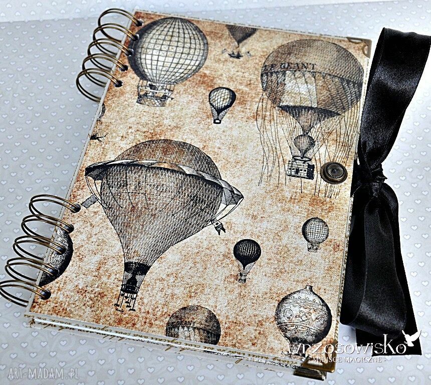 Pamiętnik podróży notes notatnik balon baloons vintage niezwykły