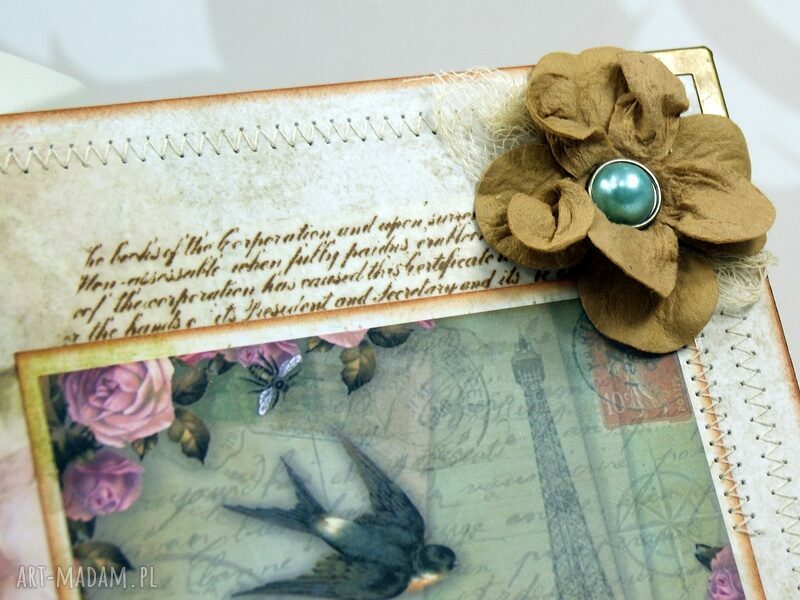 Pamiętnik - Róże i Paryż (A5) w stylu scrapbookingu