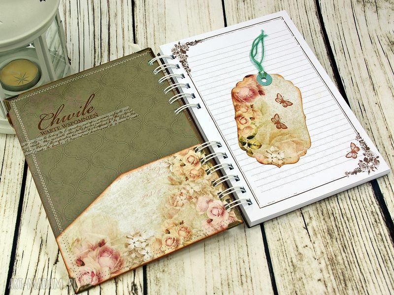 Pamiętnik - Róże i Paryż (A5) w stylu scrapbookingu