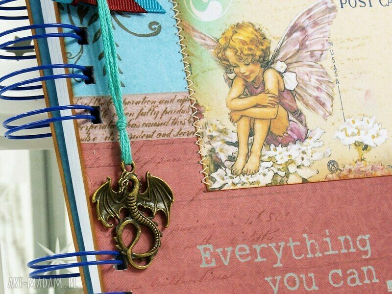 Pamiętnik w krainie elfów - notatnik A5 ręcznie robiony scrapbooking