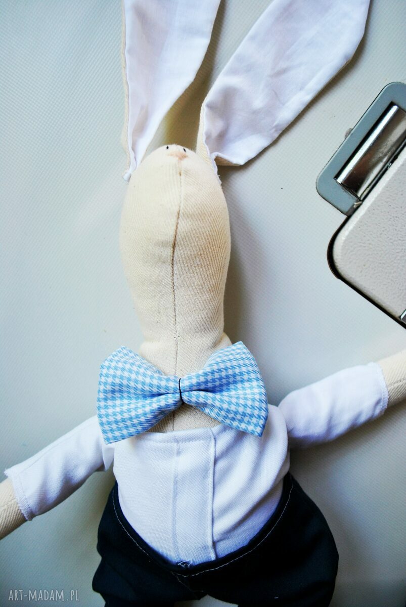 Pan Królik - maskotka z imieniem dla chłopca, ręcznie szyta przytulanka Tilda (ok. 50 cm)