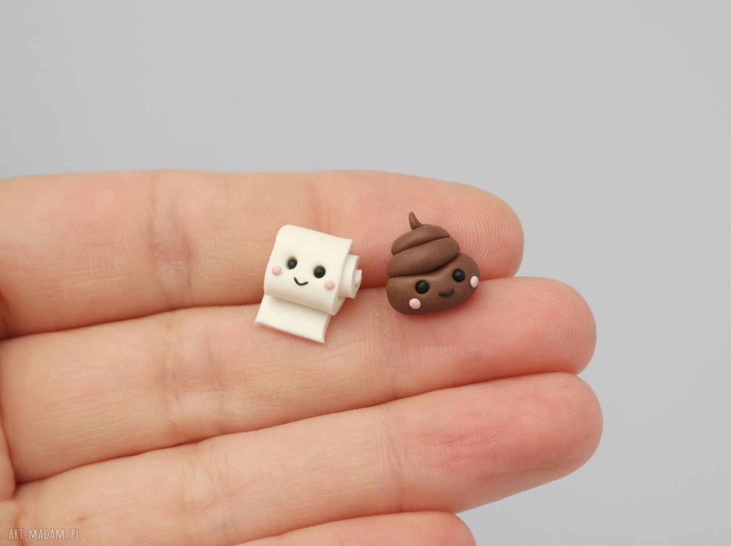 Pan Kupa i Pani Papier Toaletowy - kolczyki wkręty Forever Young (Fimo)