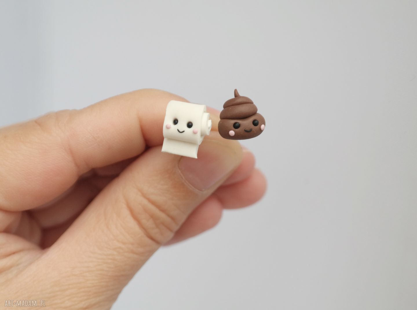 Pan Kupa i Pani Papier Toaletowy - kolczyki wkręty Forever Young (Fimo)