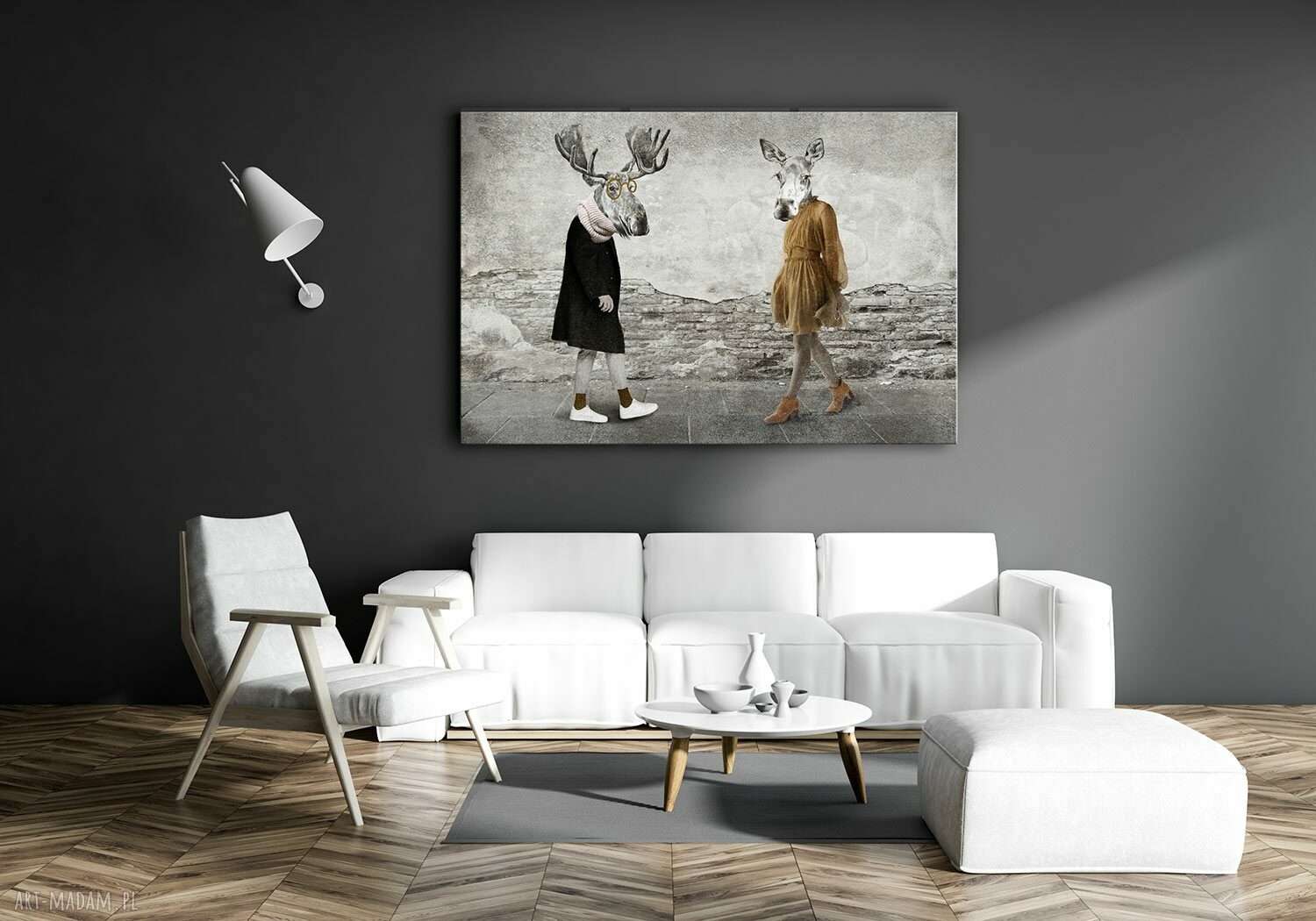 Pan Łoś i Pani Klępa - nowoczesny obraz drukowany na płótnie 120x80 cm