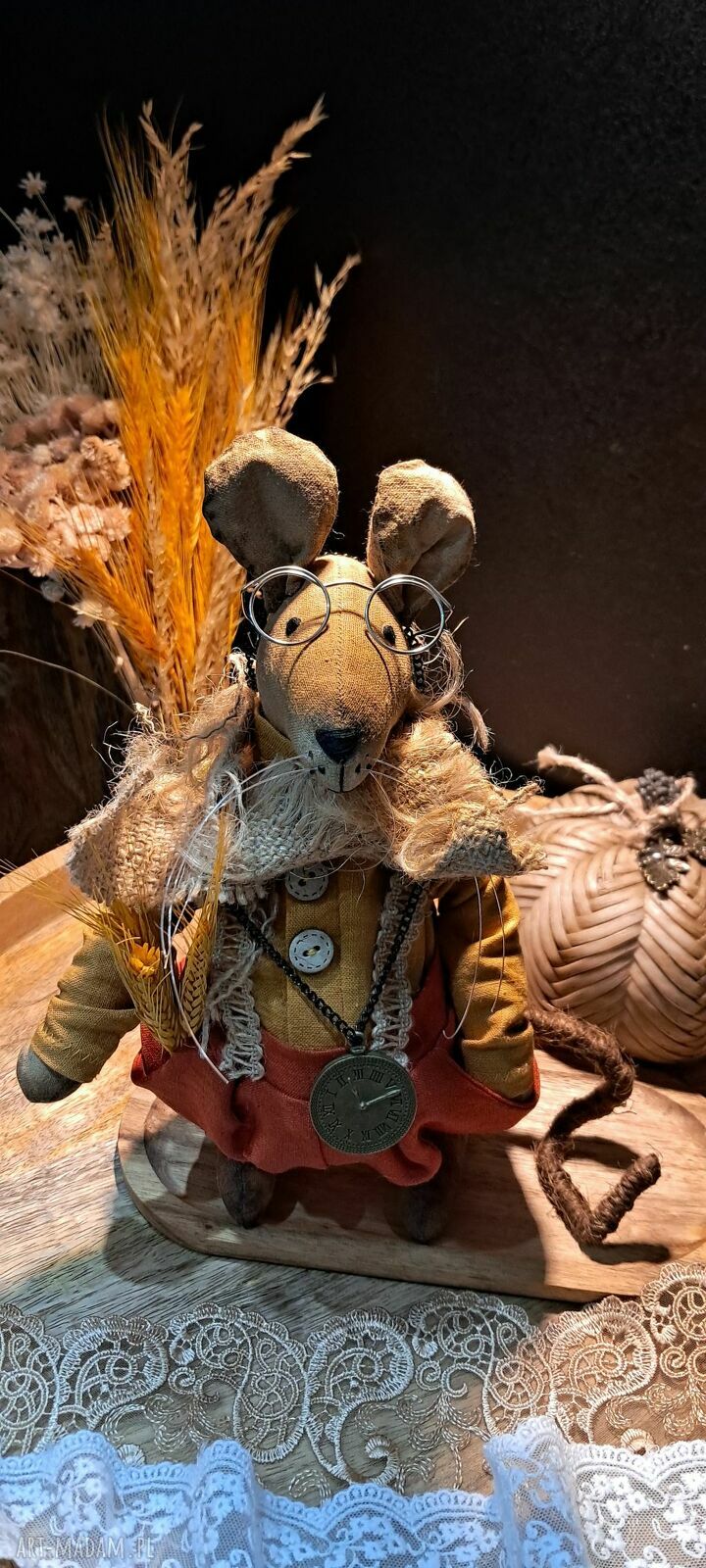 Pan Mysz - dekoracja szyta na zamówienie w stylu vintage