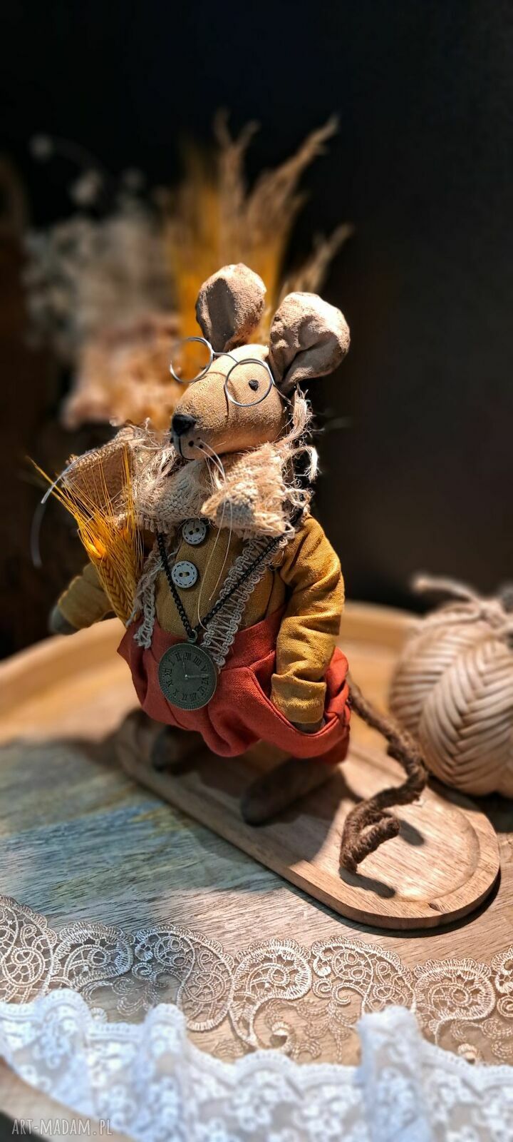 Pan Mysz - dekoracja szyta na zamówienie w stylu vintage