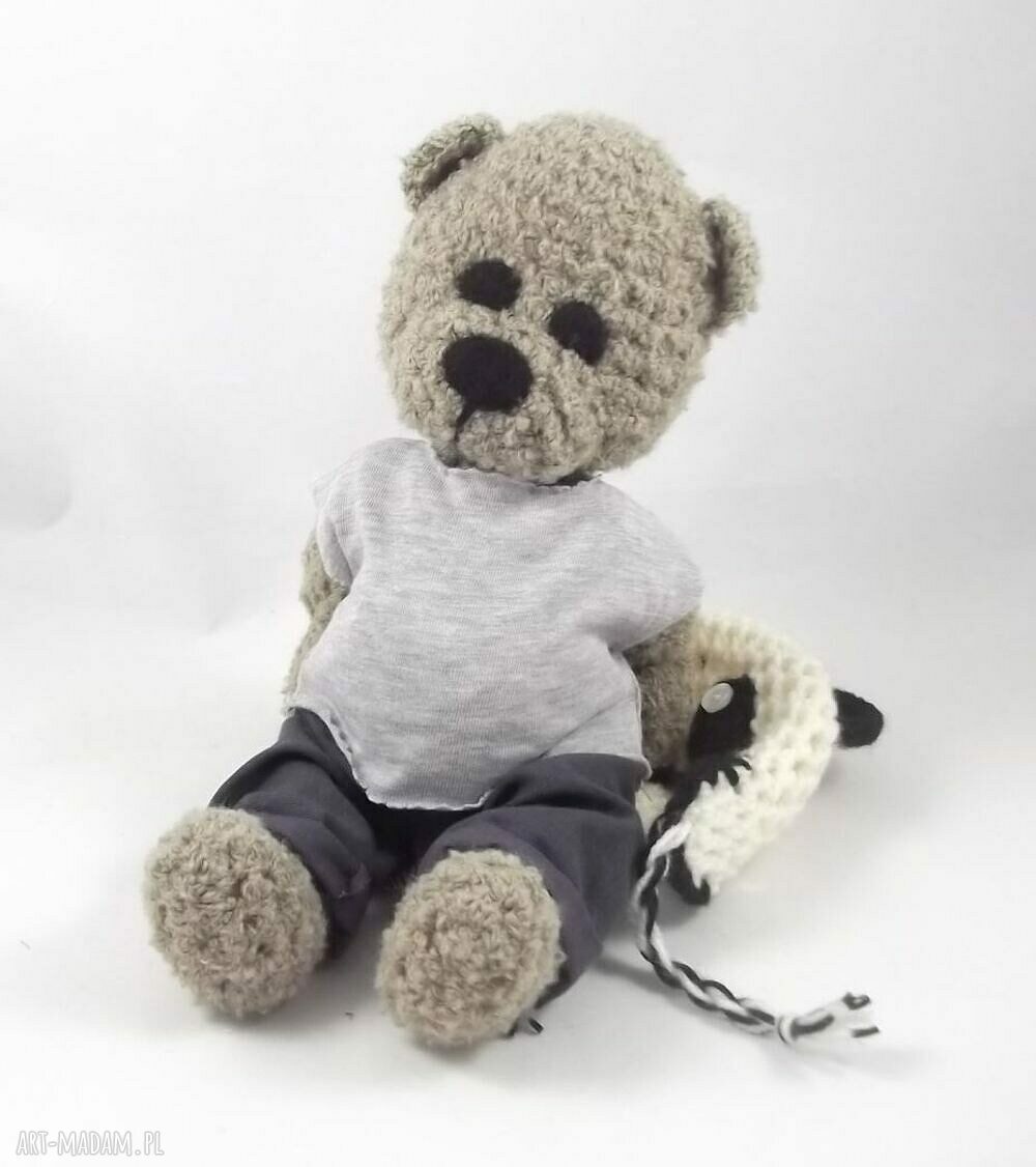 Panduś - szydełkowa maskotka panda 30 cm z ruchomymi rączkami i nóżkami