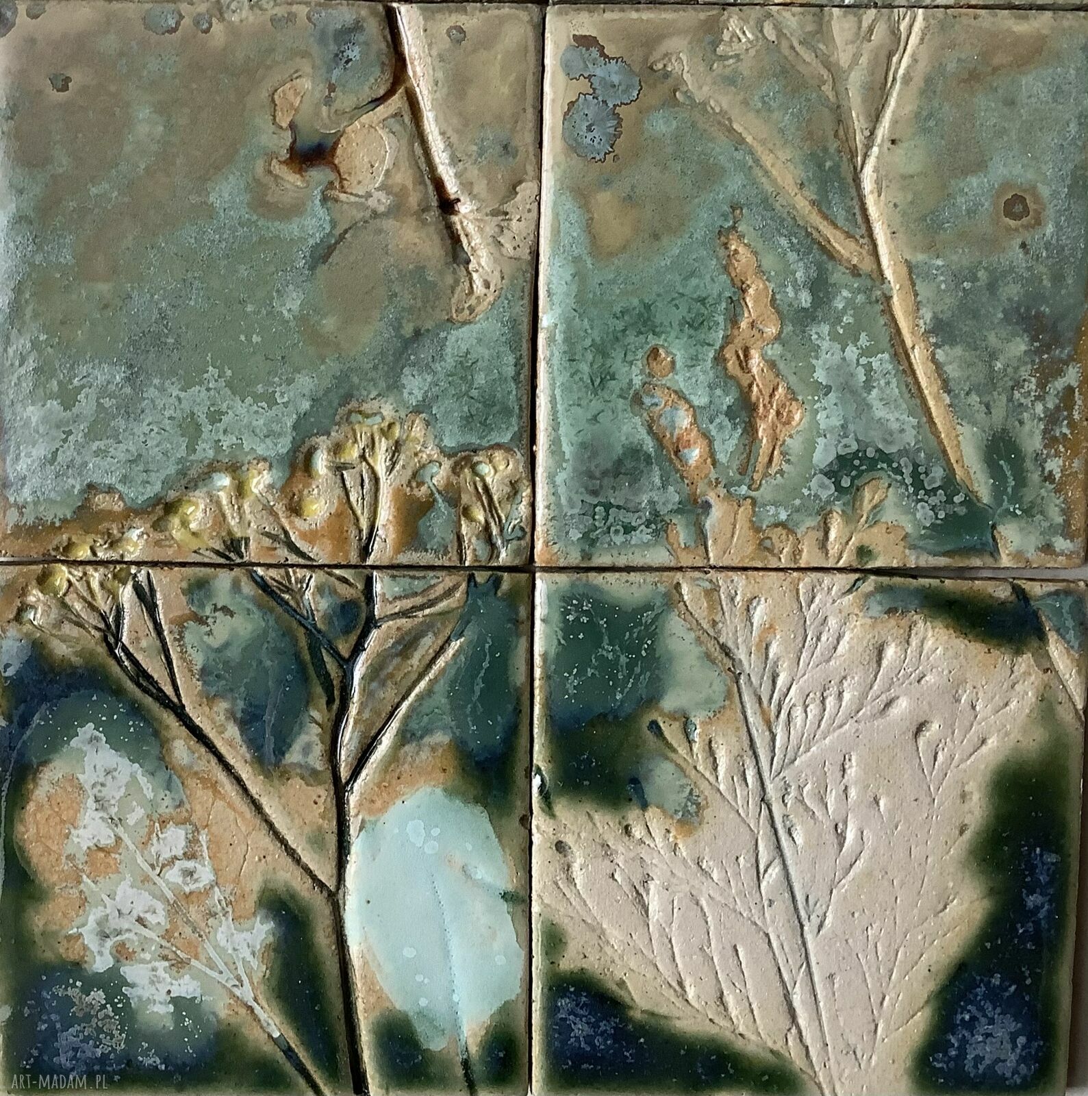 Panel roślinny - ceramiczny obraz z 6 kafli