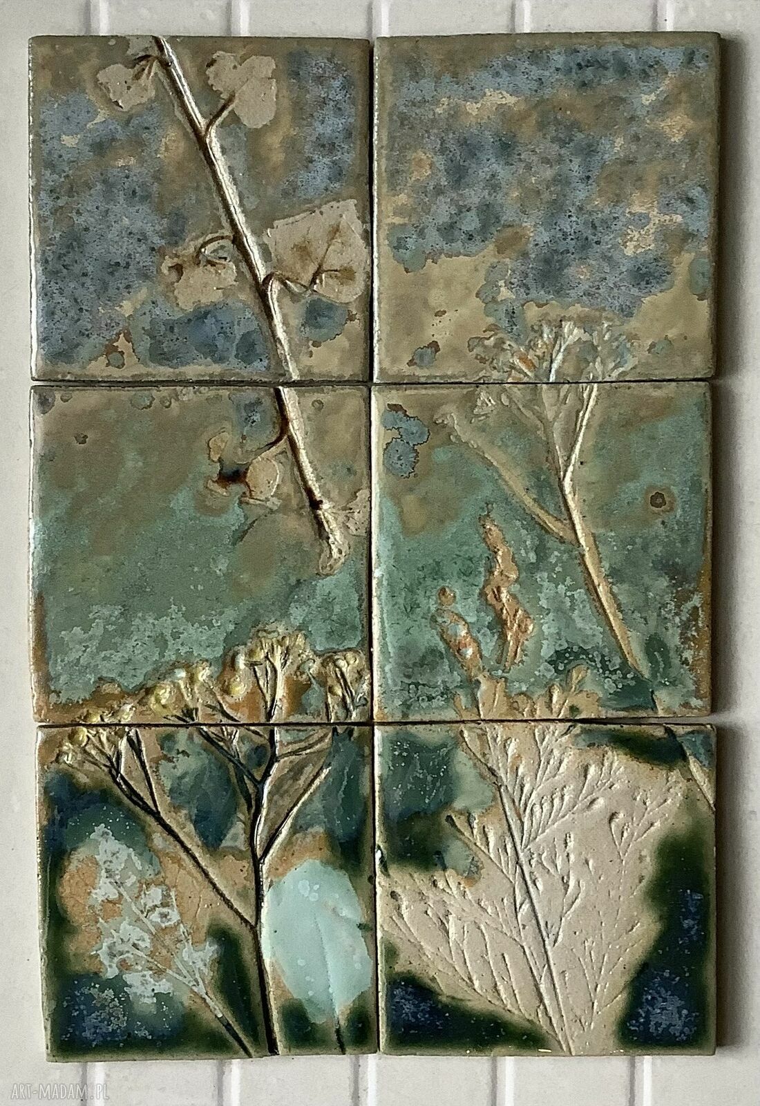 Panel roślinny - ceramiczny obraz z 6 kafli