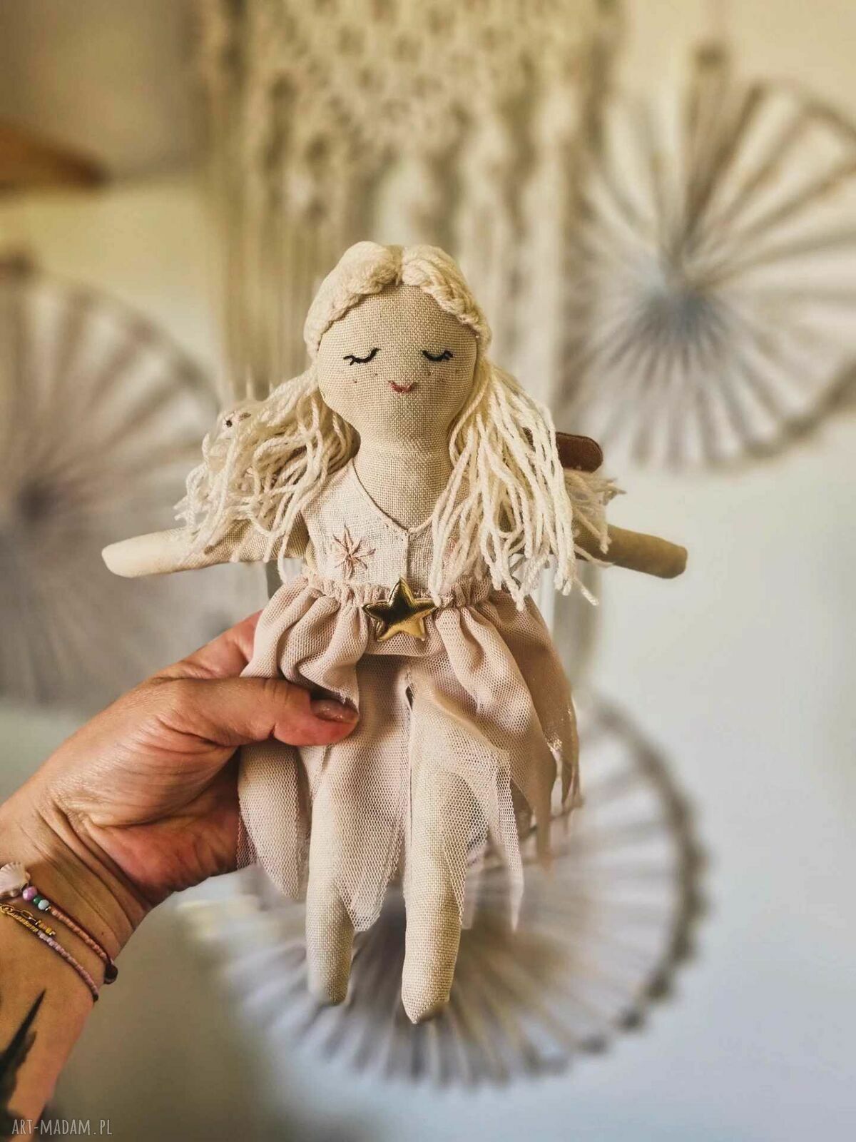 Szmaciana Pani Anioł - przytulanka 30 cm na prezent handmade