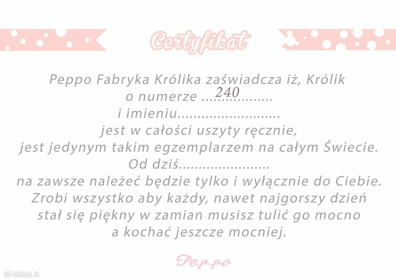 Pani Królik - ręcznie robiona maskotka przytulanka dla dziecka z imieniem