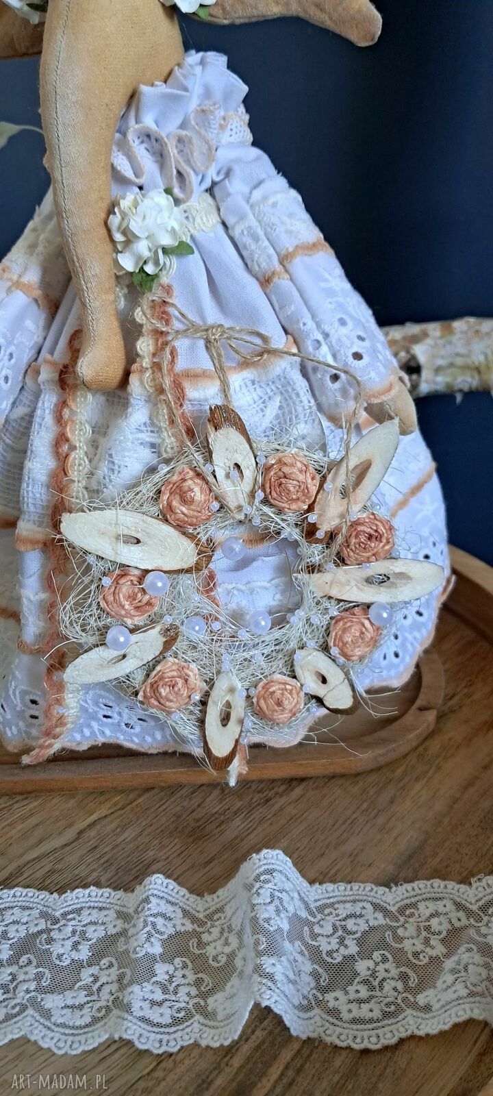 Pani Słonikowa w stylu rustykalnym - dekoracja handmade 33 cm
