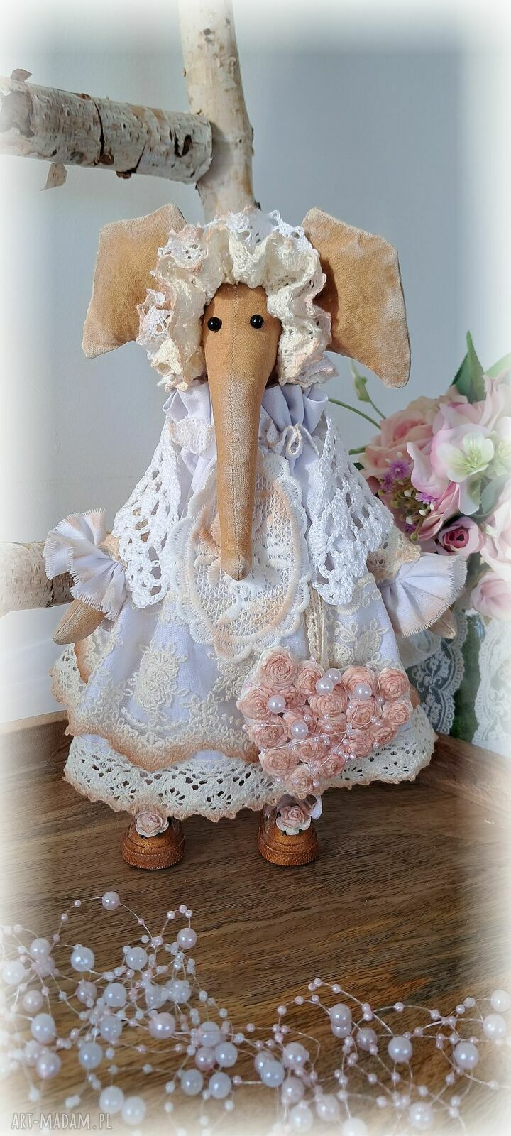 Pani Słonikowa w stylu rustykalnym - dekoracja handmade szyta na zamówienie