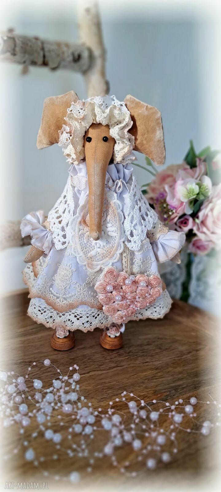 Pani Słonikowa w stylu rustykalnym - dekoracja handmade szyta na zamówienie