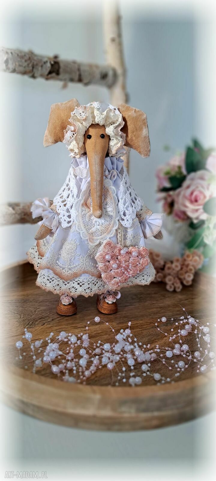 Pani Słonikowa w stylu rustykalnym - dekoracja handmade szyta na zamówienie