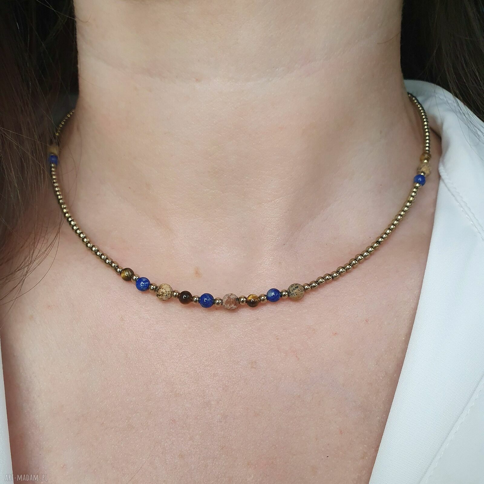 Choker dla Panny - naszyjnik z kamieni naturalnych i stali chirurgicznej