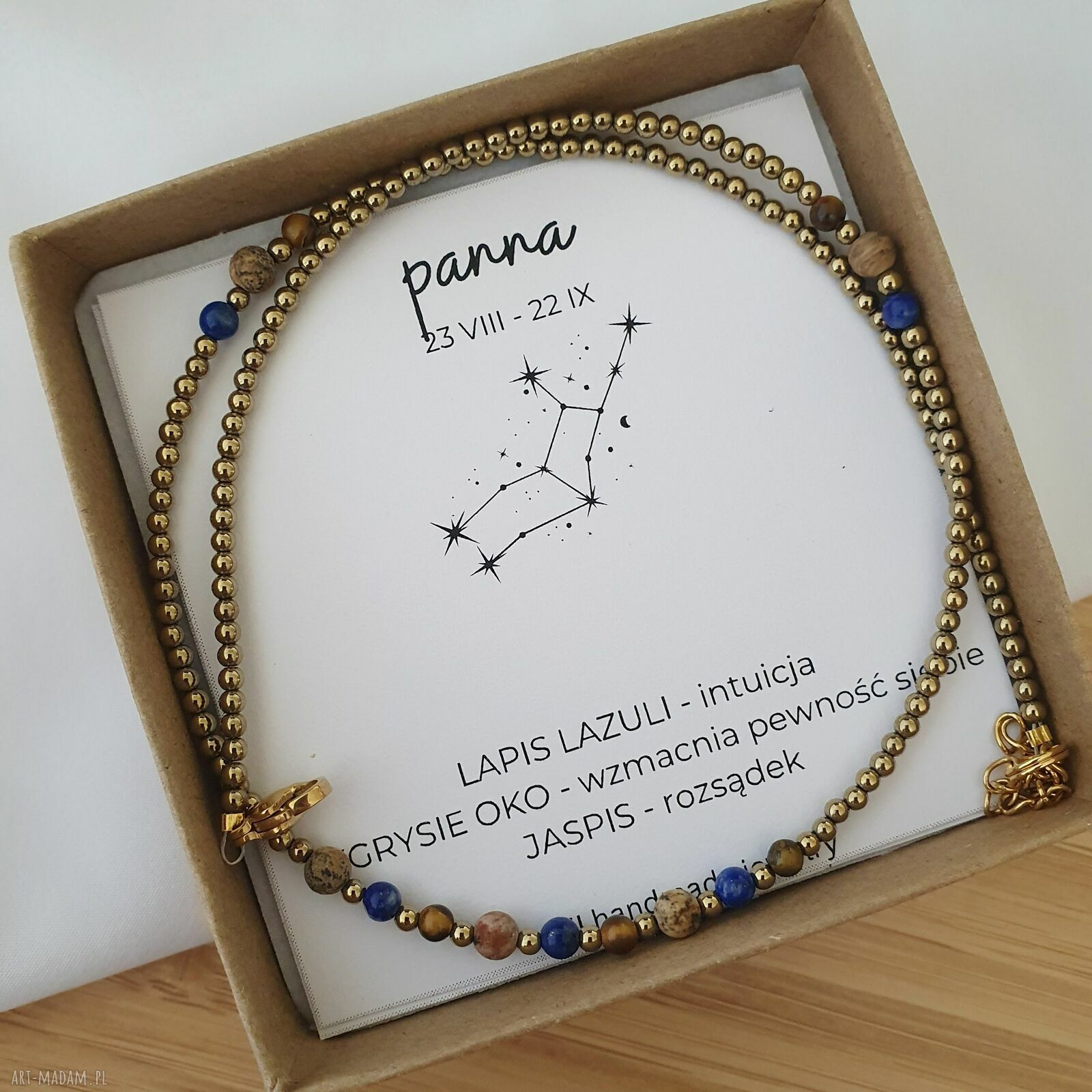 Choker dla Panny - naszyjnik z kamieni naturalnych i stali chirurgicznej