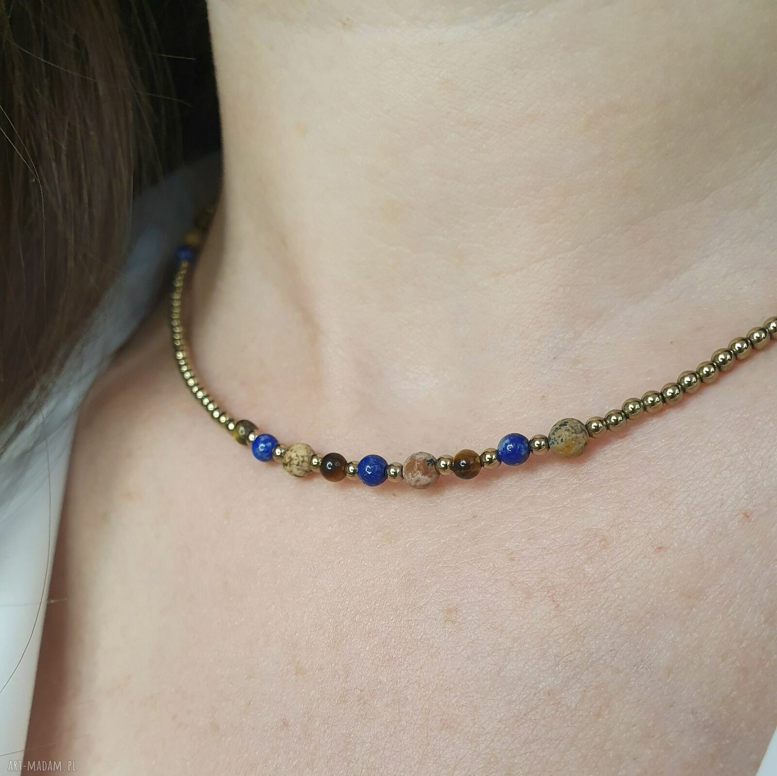 Choker dla Panny - naszyjnik z kamieni naturalnych i stali chirurgicznej