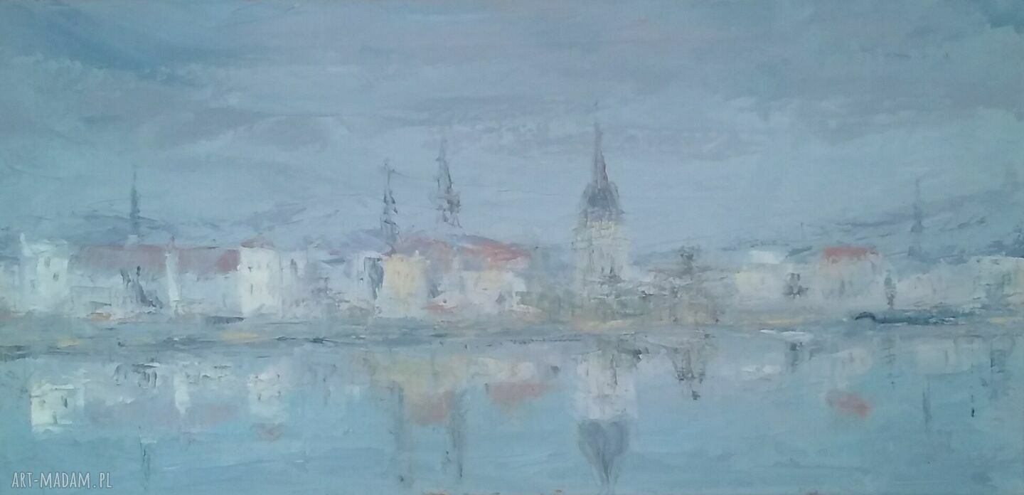 Panorama Rygi - dyptyk: autorski obraz olejny na płótnie