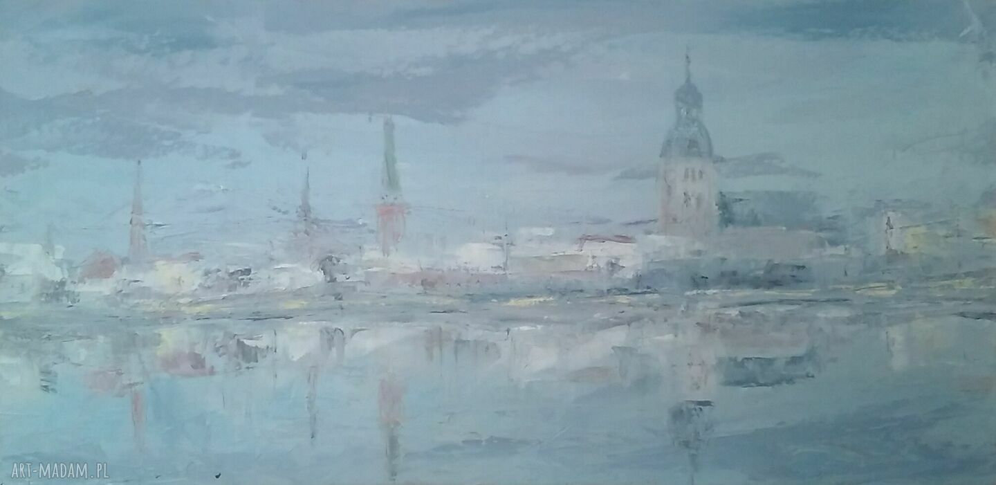 Panorama Rygi - dyptyk: autorski obraz olejny na płótnie