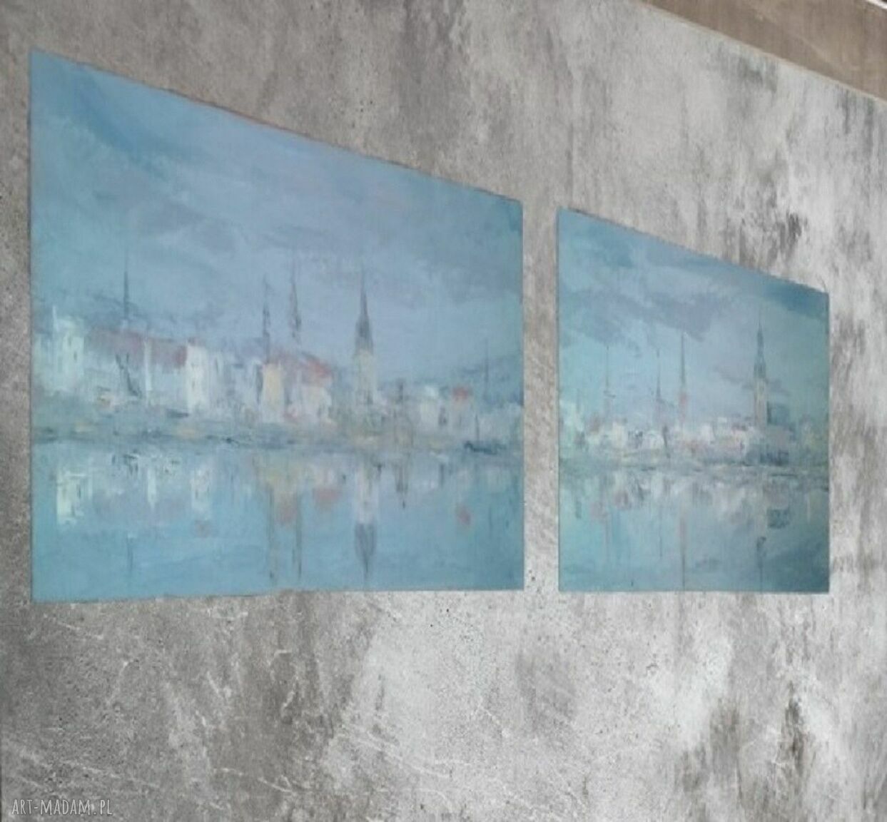 Panorama Rygi - dyptyk: autorski obraz olejny na płótnie