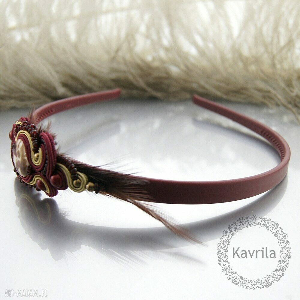 Pansy maroon opaska soutache HandMade