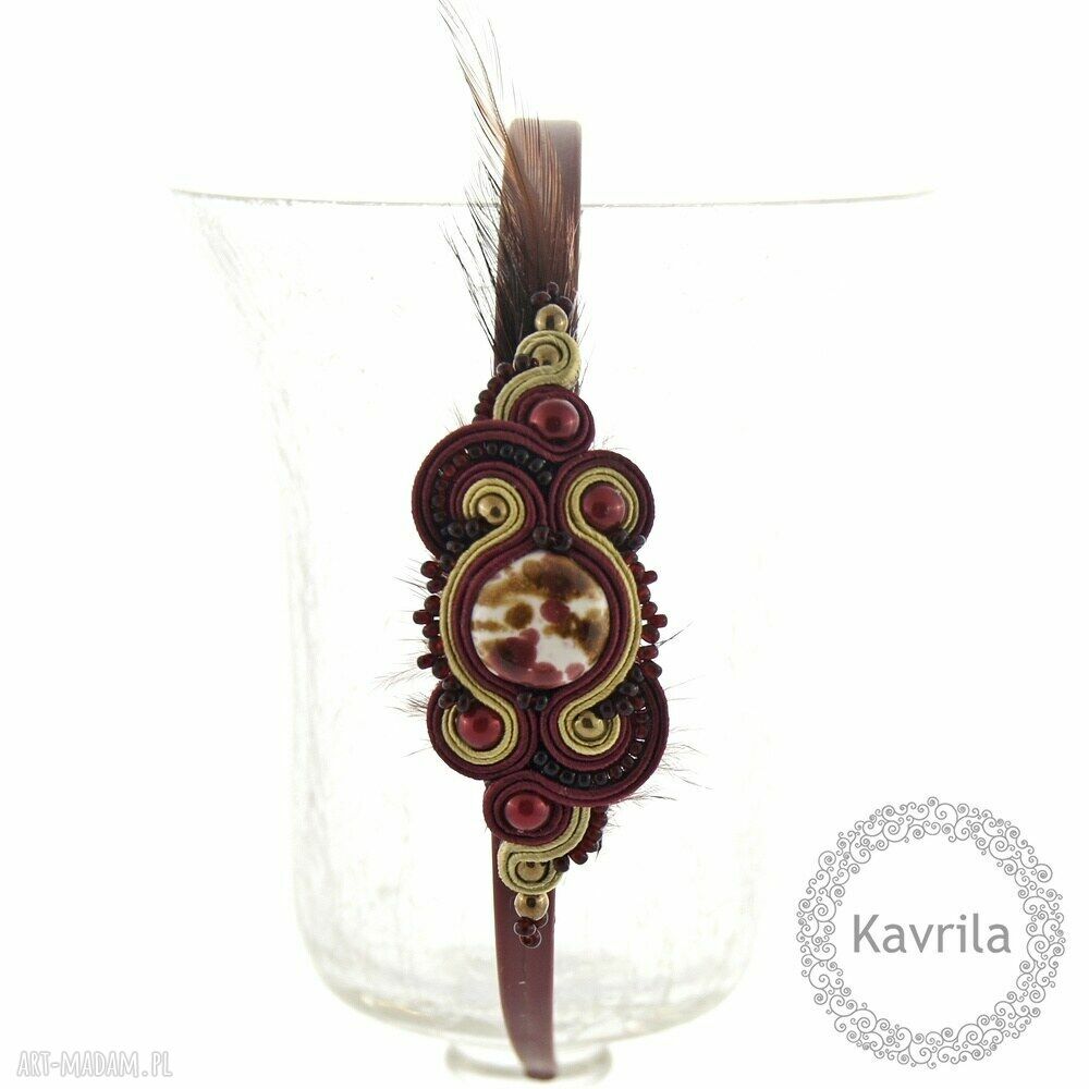 Pansy maroon opaska soutache sutasz plastikowa elastyczna