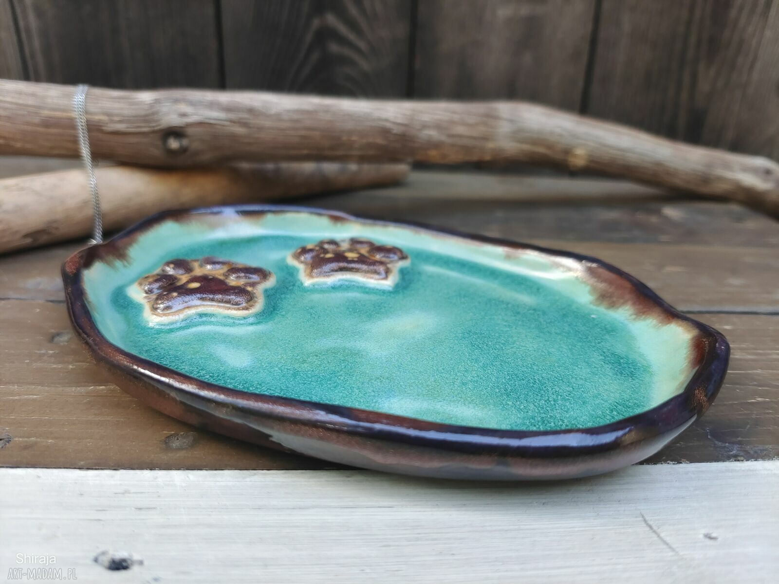 Ceramiczna panterka - talerzyk na biżuterię z łapkami (c857)