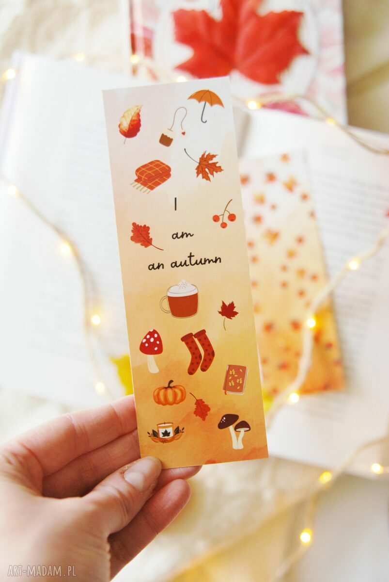 Papierowa zakładka jesienna „I am an autumn” do książki