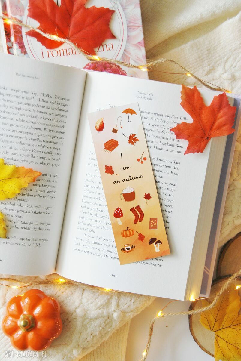 Papierowa zakładka jesienna „I am an autumn” do książki