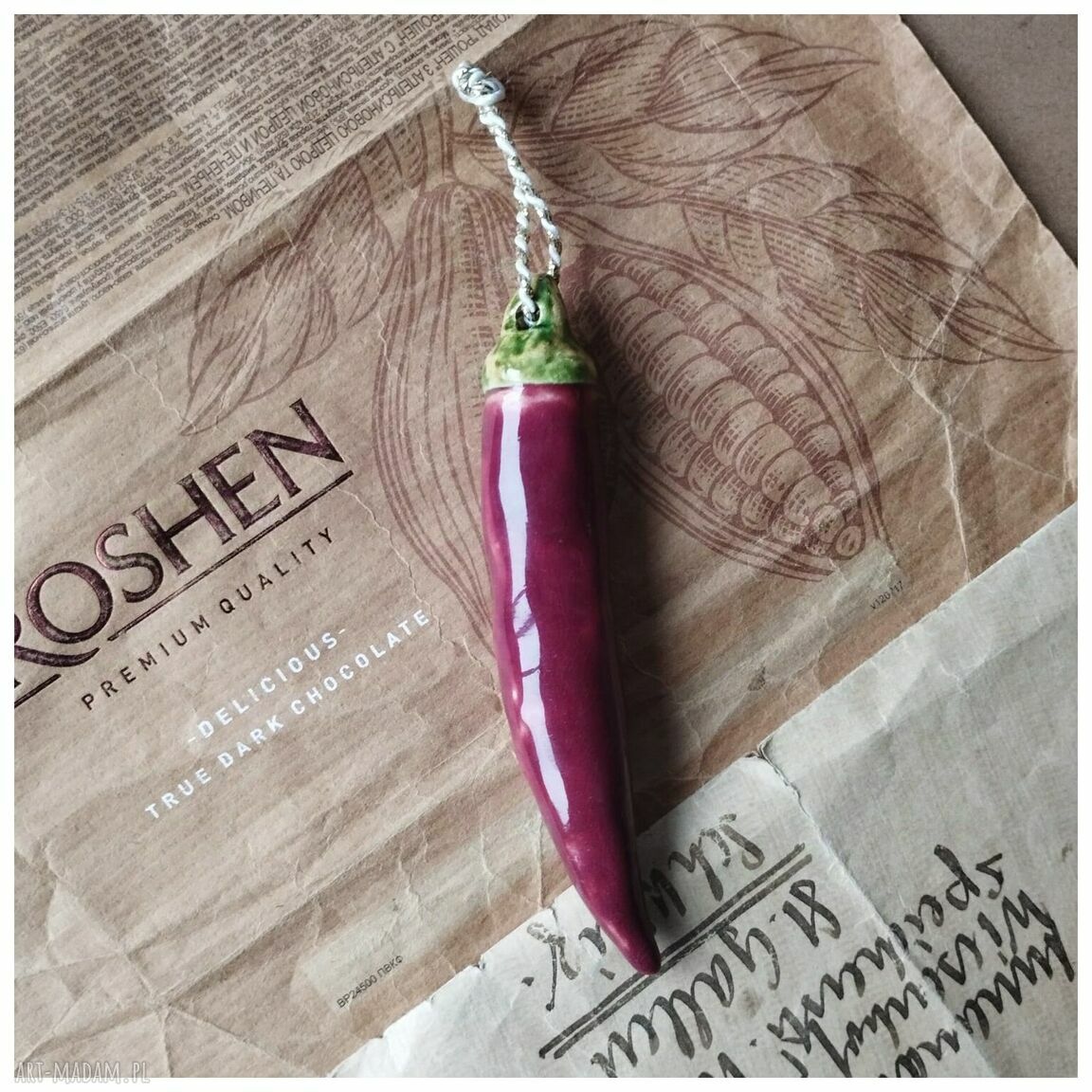 Papryczka chilli z ceramiki - handmade bombka na choinkę