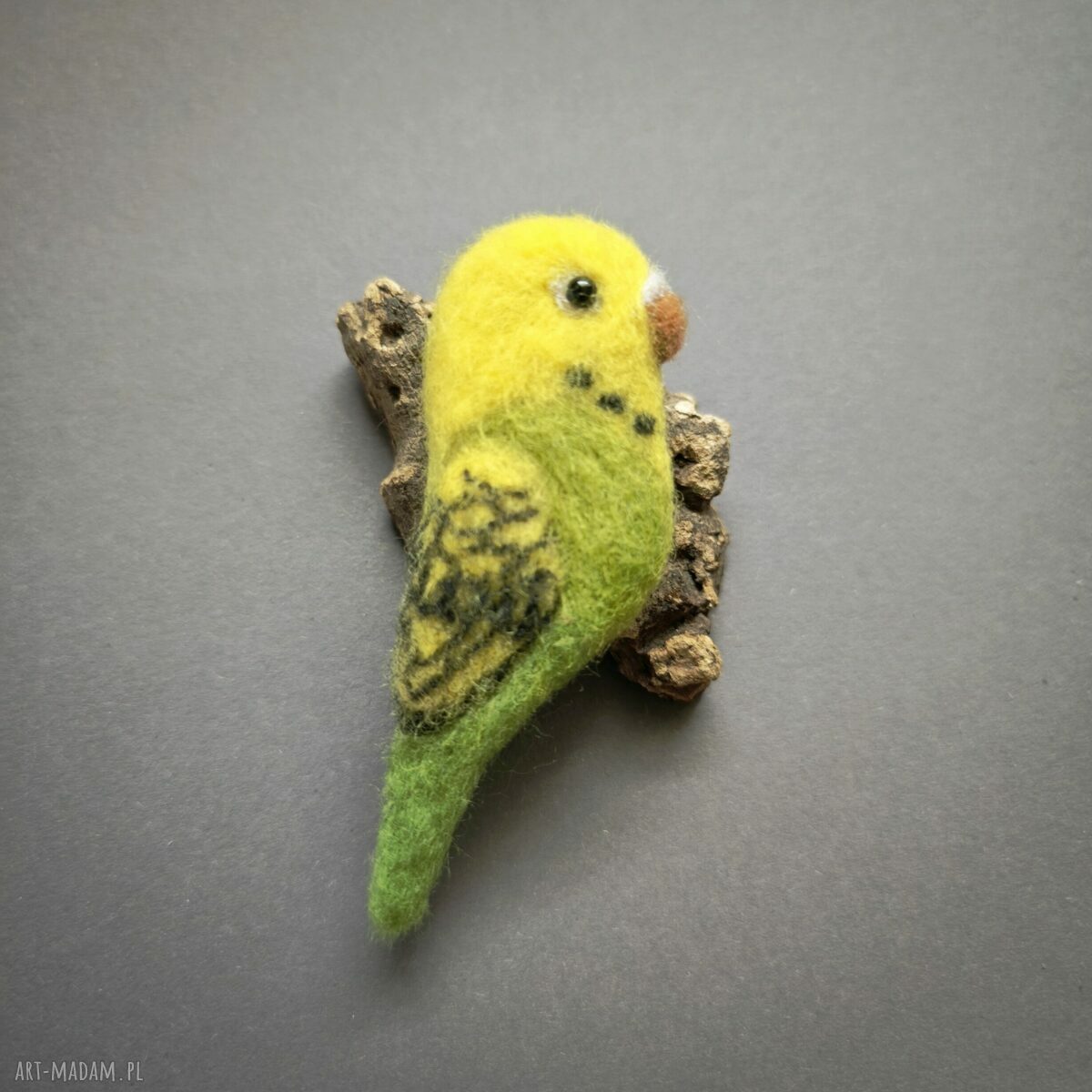 Papużka - broszka filcowana z wełny Merinos ok. 10 cm - Esart