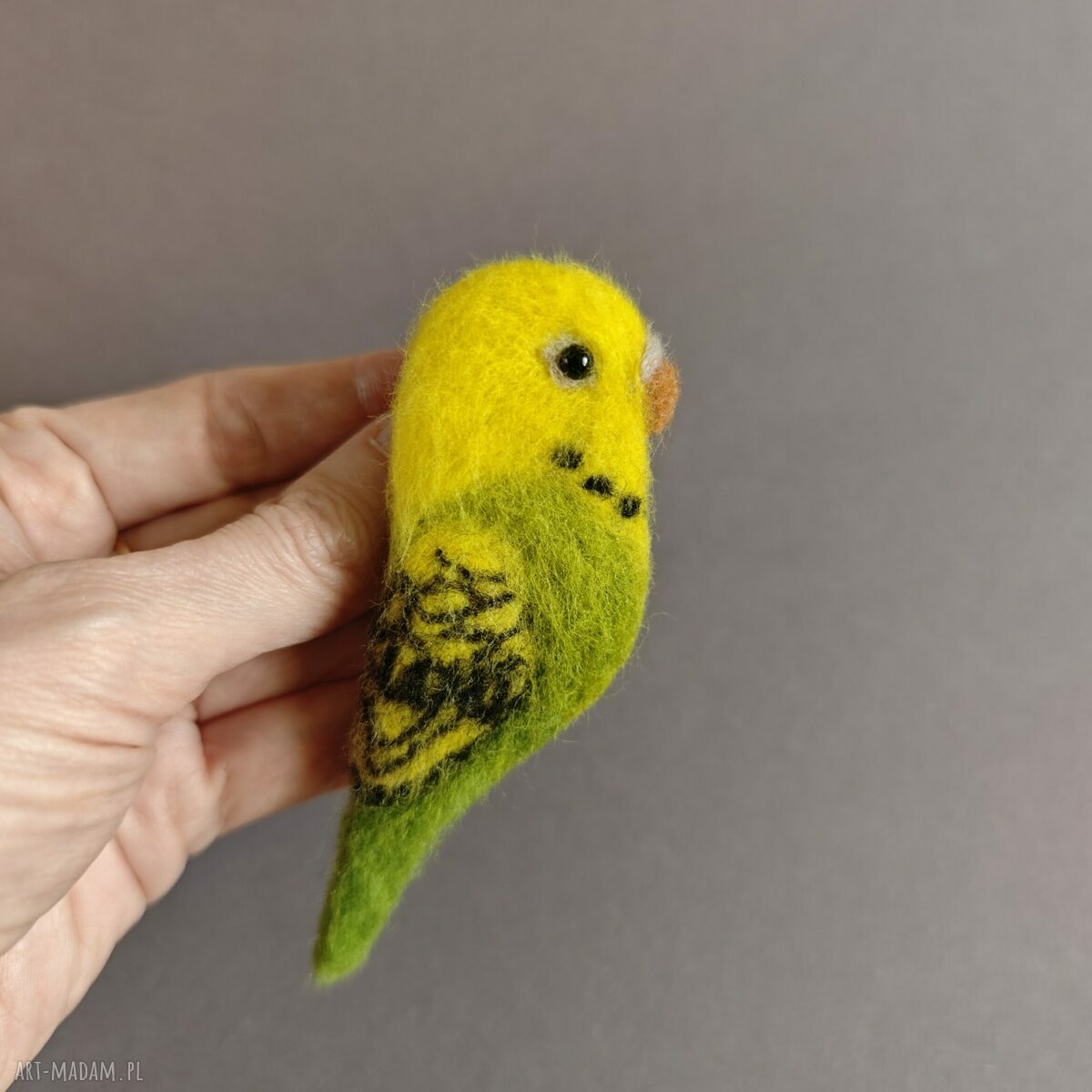 Papużka - broszka filcowana z wełny Merinos (ok. 10 cm) - Esart