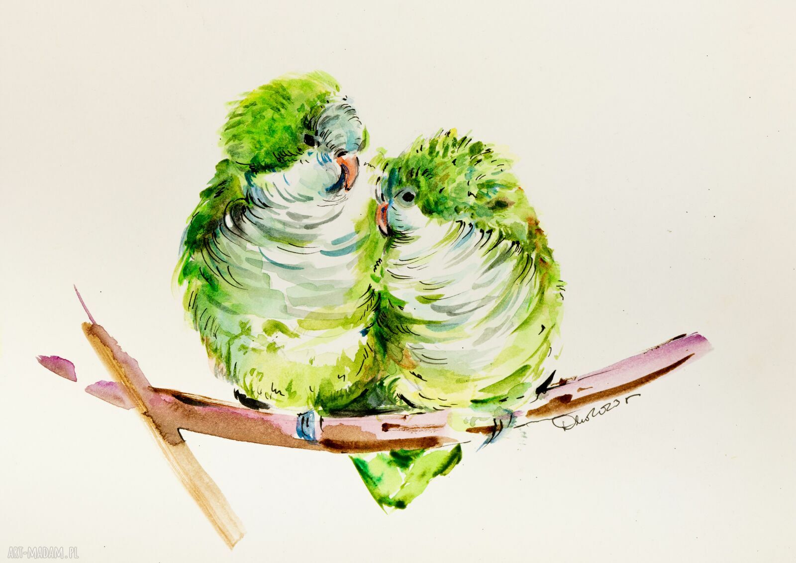 Papużki Love - grafika A4 21x29 cm z motywem miłości