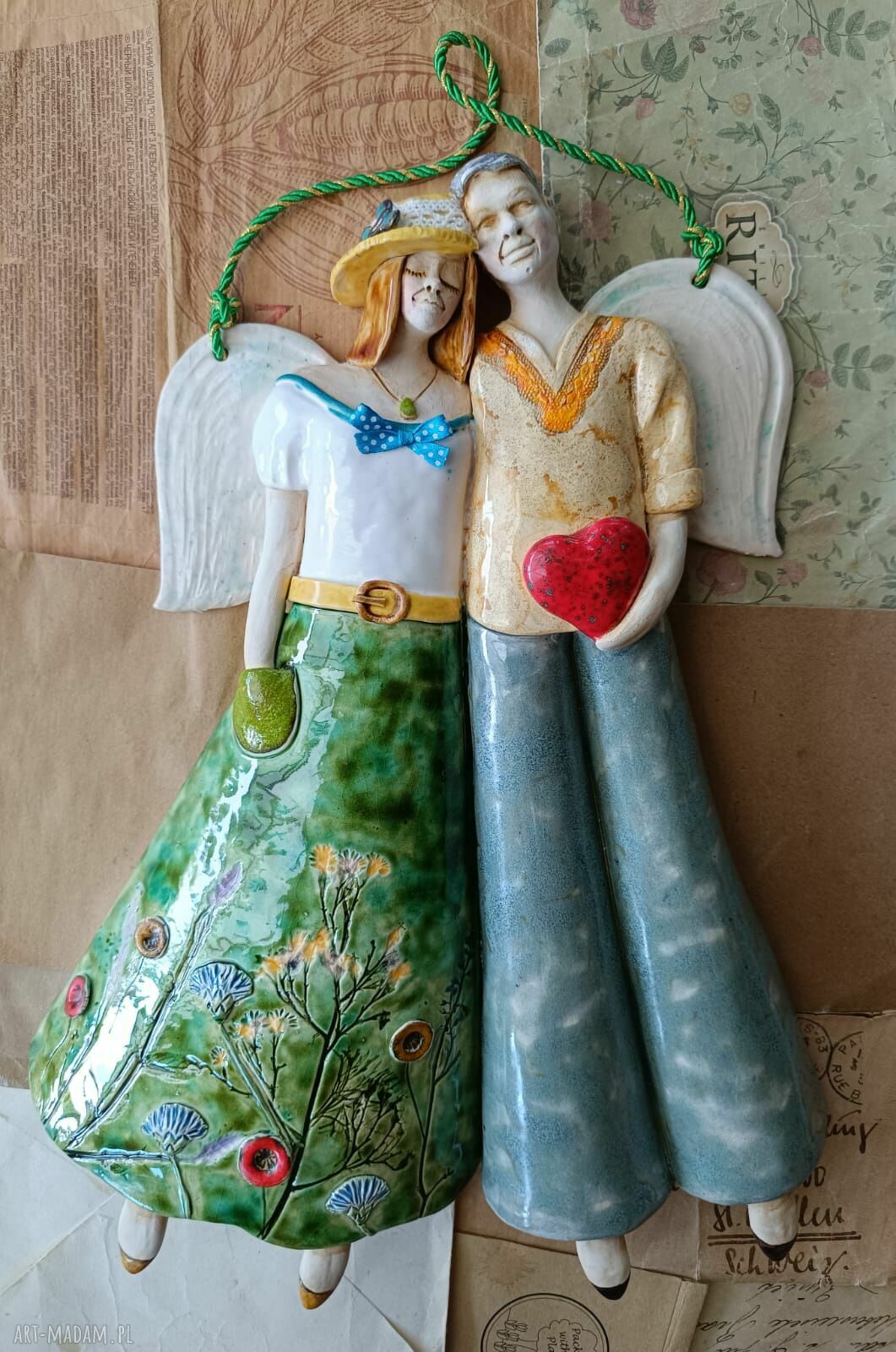 Ceramiczna para anielska - dekoracja dla zakochanych
