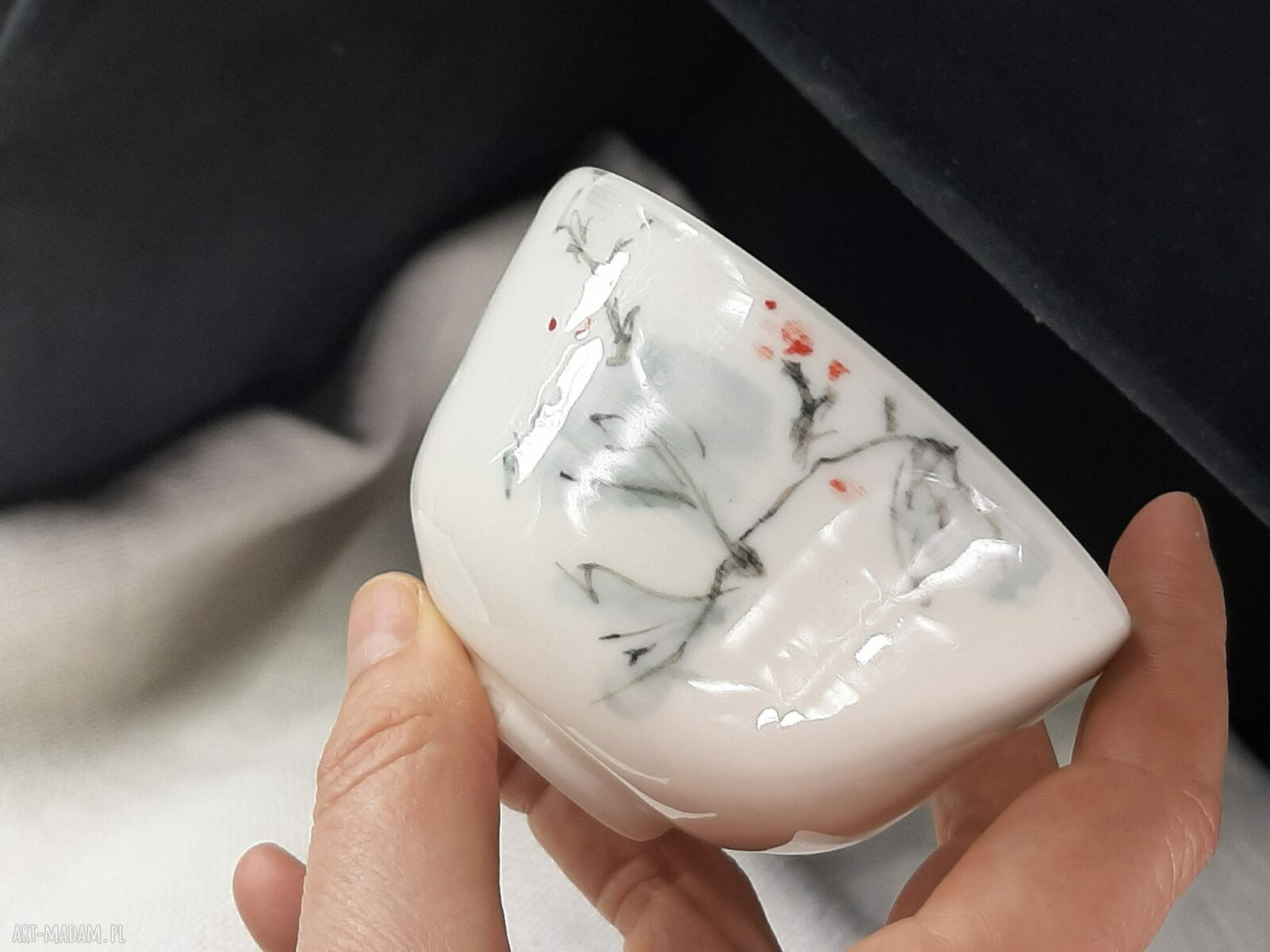 Para czarek Ukochana i Córka - dwie czarki do herbaty z przejrzystej porcelany