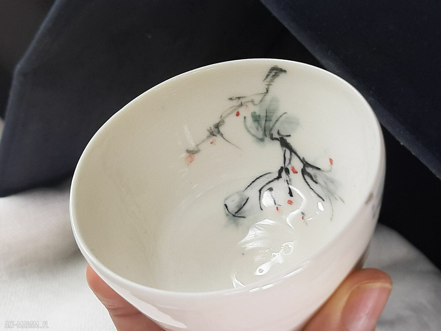 Para czarek Ukochana i Córka - dwie czarki do herbaty z przejrzystej porcelany