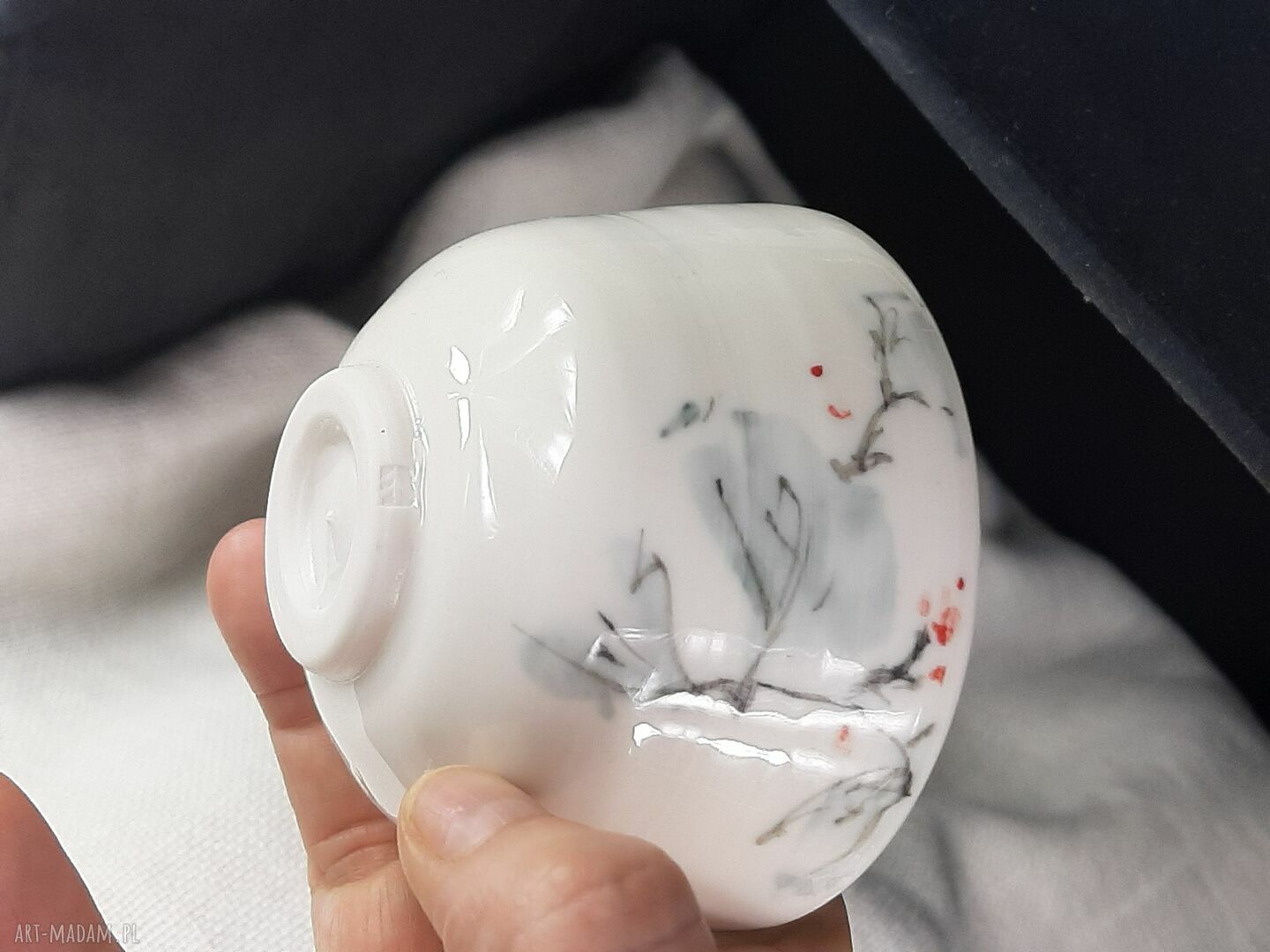 Para czarek Ukochana i Córka - dwie czarki do herbaty z przejrzystej porcelany