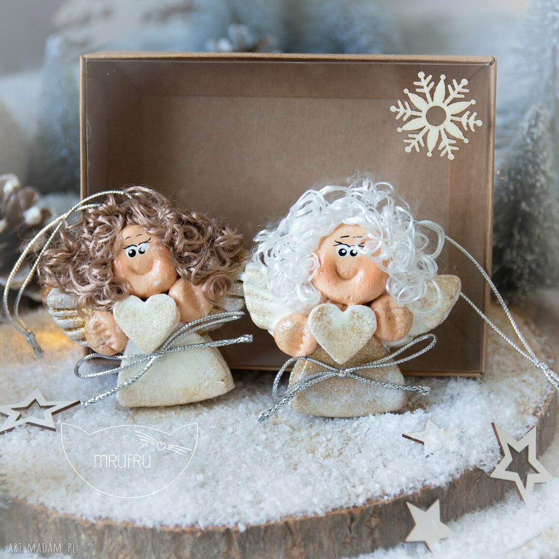 Pomysł upominki święta! Para ŚwiĄtecznych anioŁkÓw zawieszce boŻe