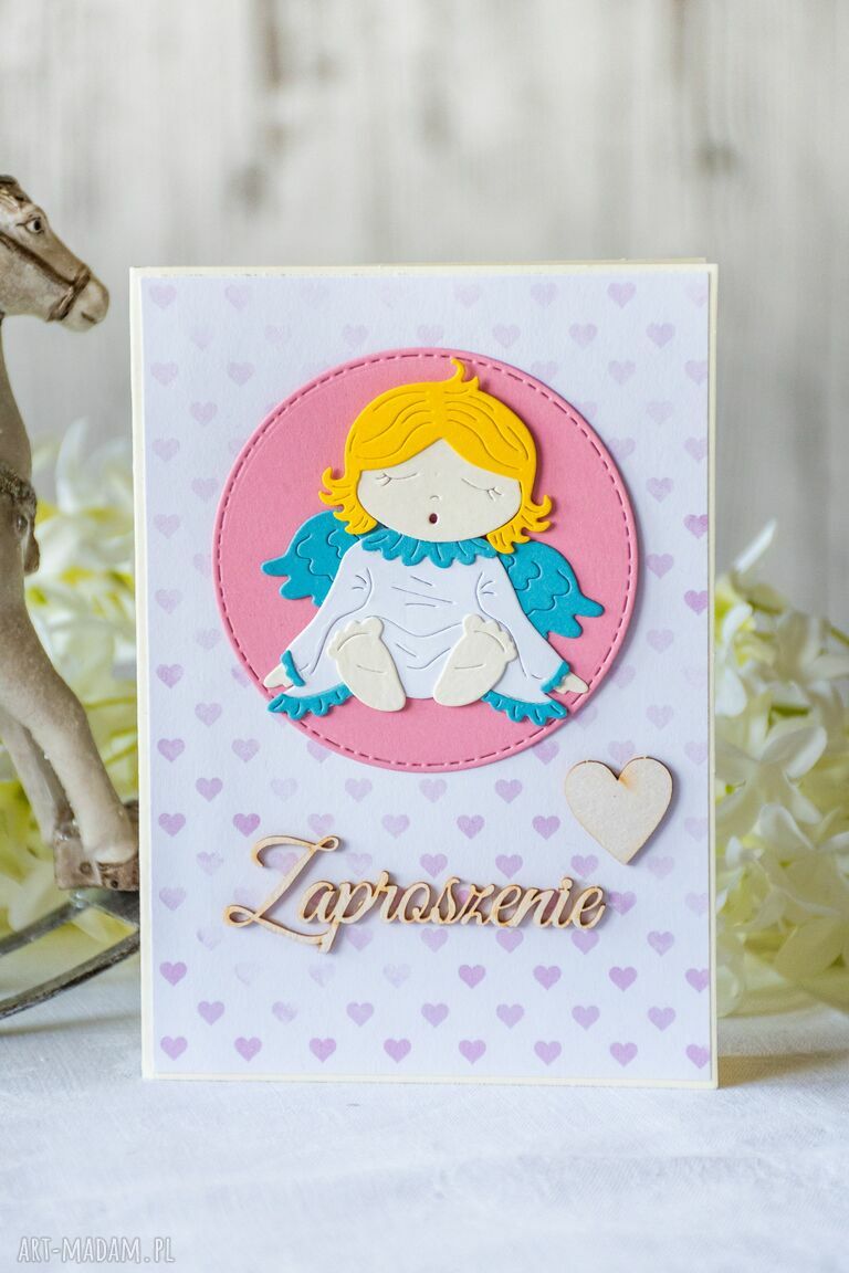 Para zaproszeń na chrzest święty Koziołkowe Love dla dziewczynki