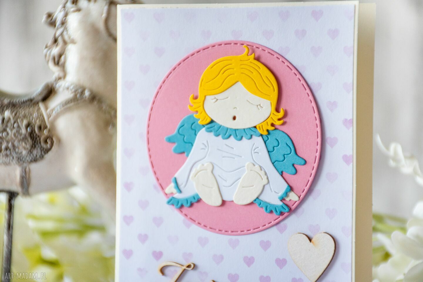 Para zaproszeń na chrzest święty Koziołkowe Love dla dziewczynki