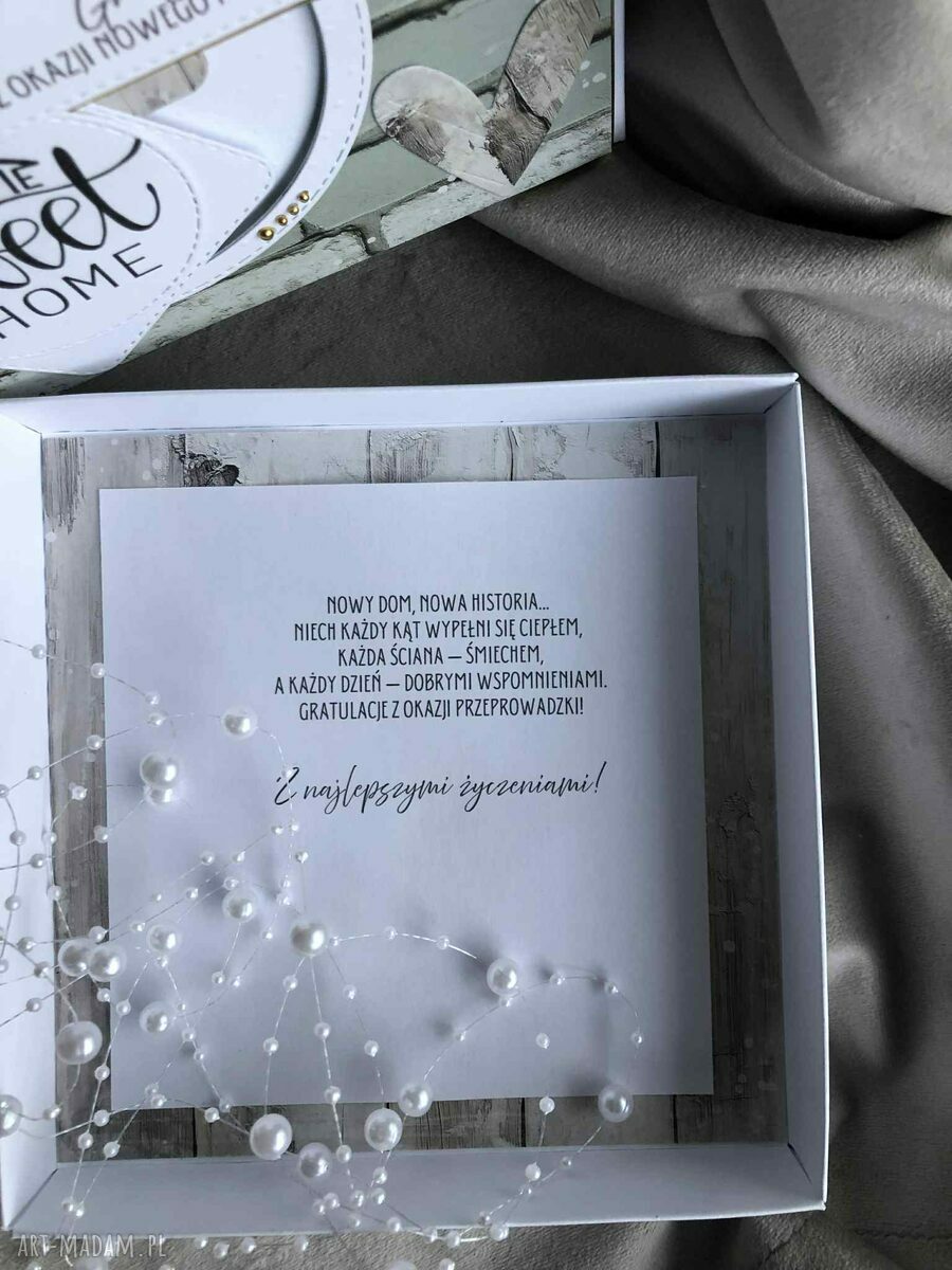 Pudełko z życzeniami na parapetówkę - przeprowadzka z elegancką kopertą