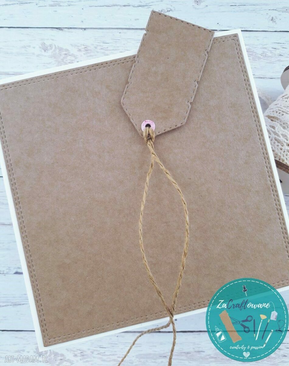 Kartka na parapetówkę z uroczym domkiem 3 - handmade scrapbooking w rustykalnym stylu