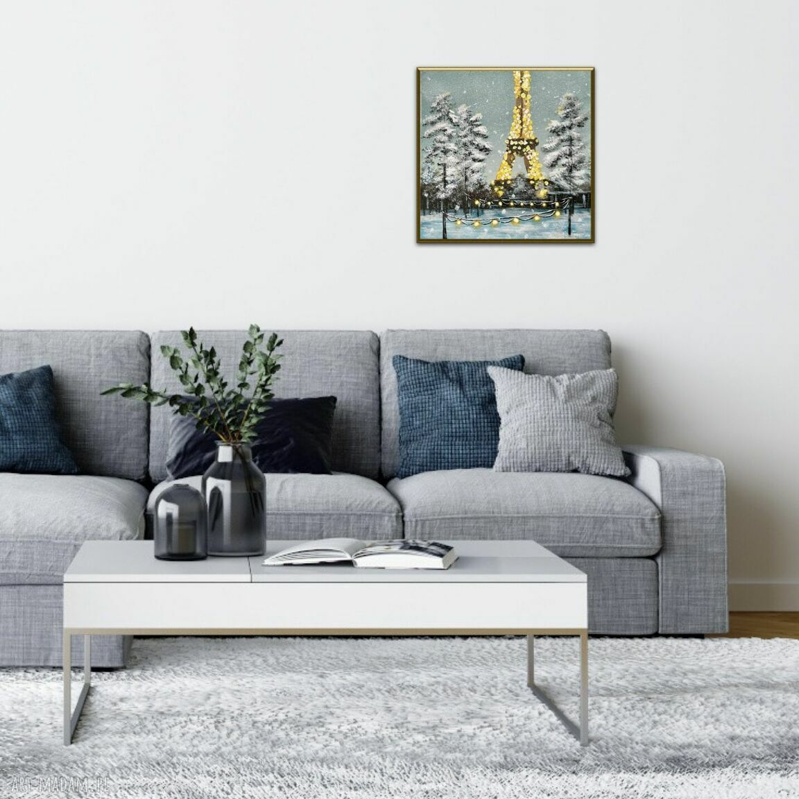 Obraz Zima Paryż Boho - śnieżna sceneria 30x30 cm